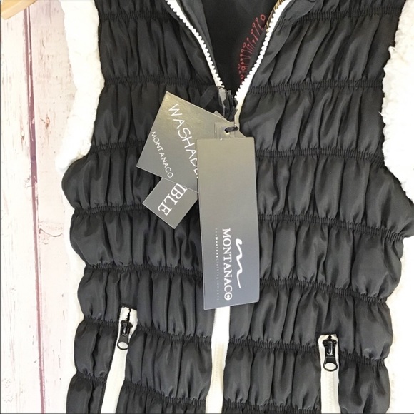 🎉HP🎉NWT Black Reversible Fleece Sherpa Trimmed Vest Sz M - Picture 5 of 12